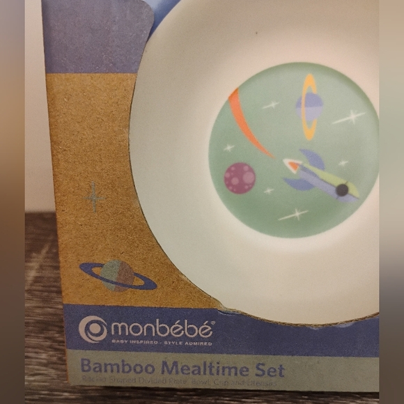 NWT Monbebe Bamboo Toddler Boy Mealtime Set - Picture 7 of 9